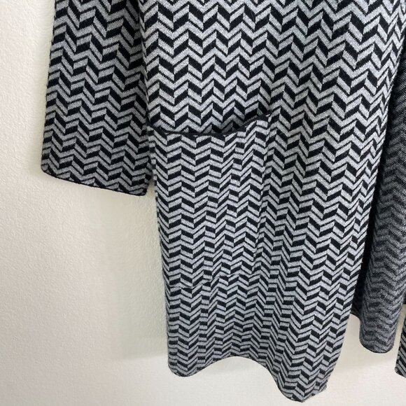 Tahari Womens Plus 2X Chevron Open Front Cardigan Jacket Pockets Coatigan - Picture 9 of 11